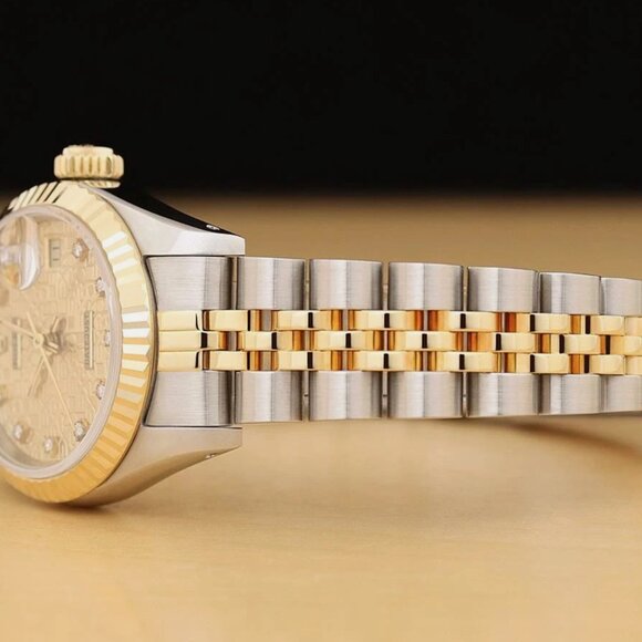 ROLEX LADIES DATEJUST FACTORY JUBILEE DIAMOND DIAL 18K WATCH main image 6